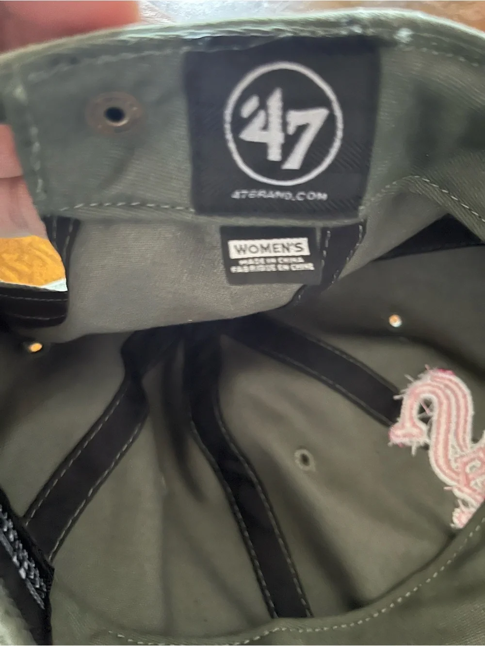 '47 Kids Olive Baseball Cap with Pink Sox Logo
